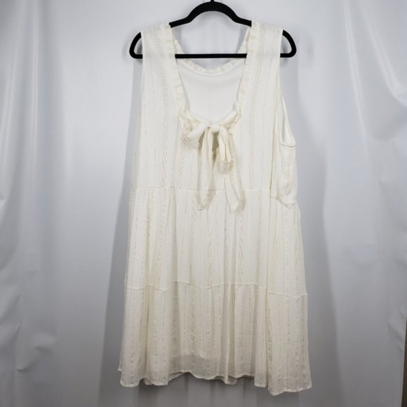 2X Andree by Unit White Sleeveless Dress Summer Tier Metallic Prairie - Picture 4 of 10